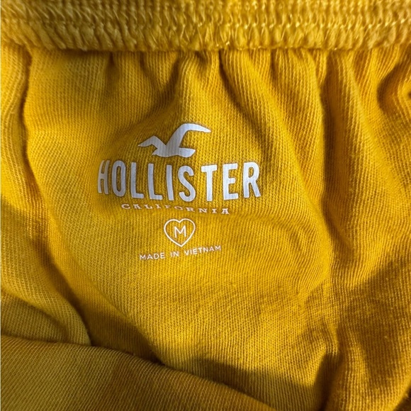 Hollister Yellow Smocked Eyelet Crop Blouse Size Medium - Picture 7 of 7